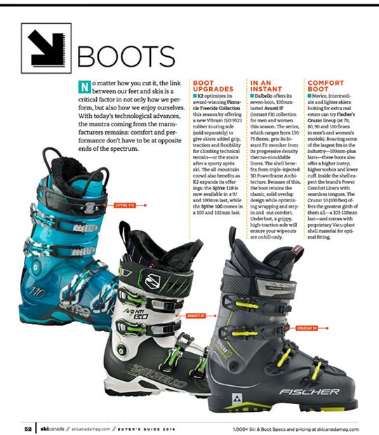 Alpine Boots 2016/ Ski Canada Magazine