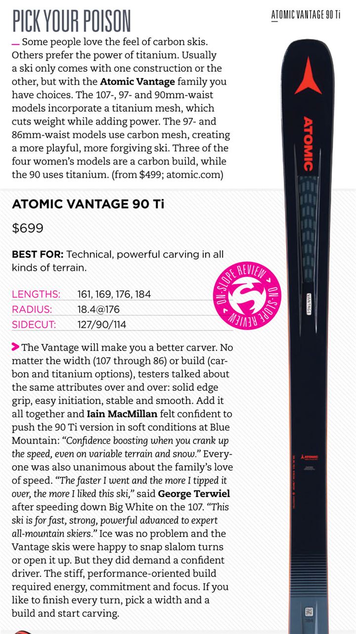 Test 2019 - Atomic Vantage 90 Ti/ Ski Canada Magazine