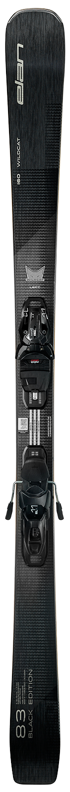 Elan Wildcat 83 women's ski shown vertically with bindings