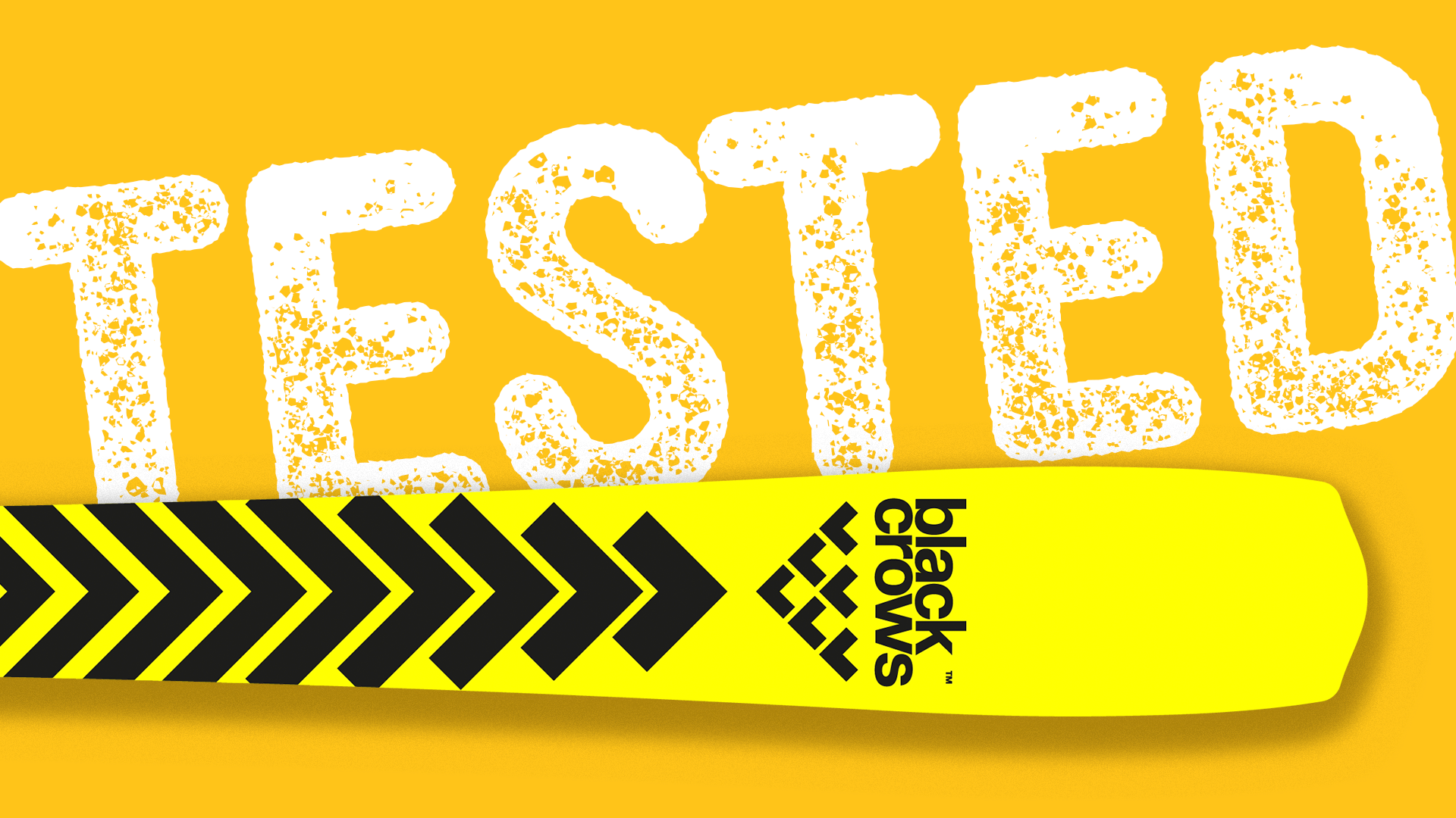 Black Crows Octo ski tip close-up with Tested badge overlay