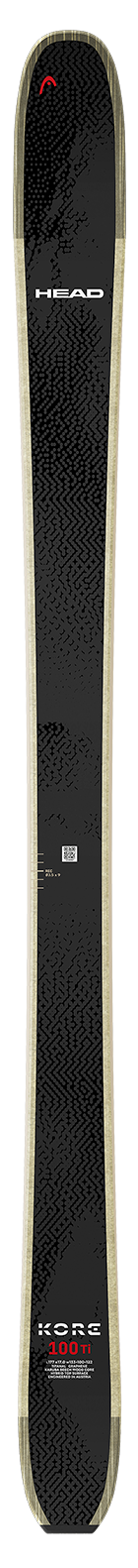 Head Kore 100 Ti ski shown vertically in black with textured pattern