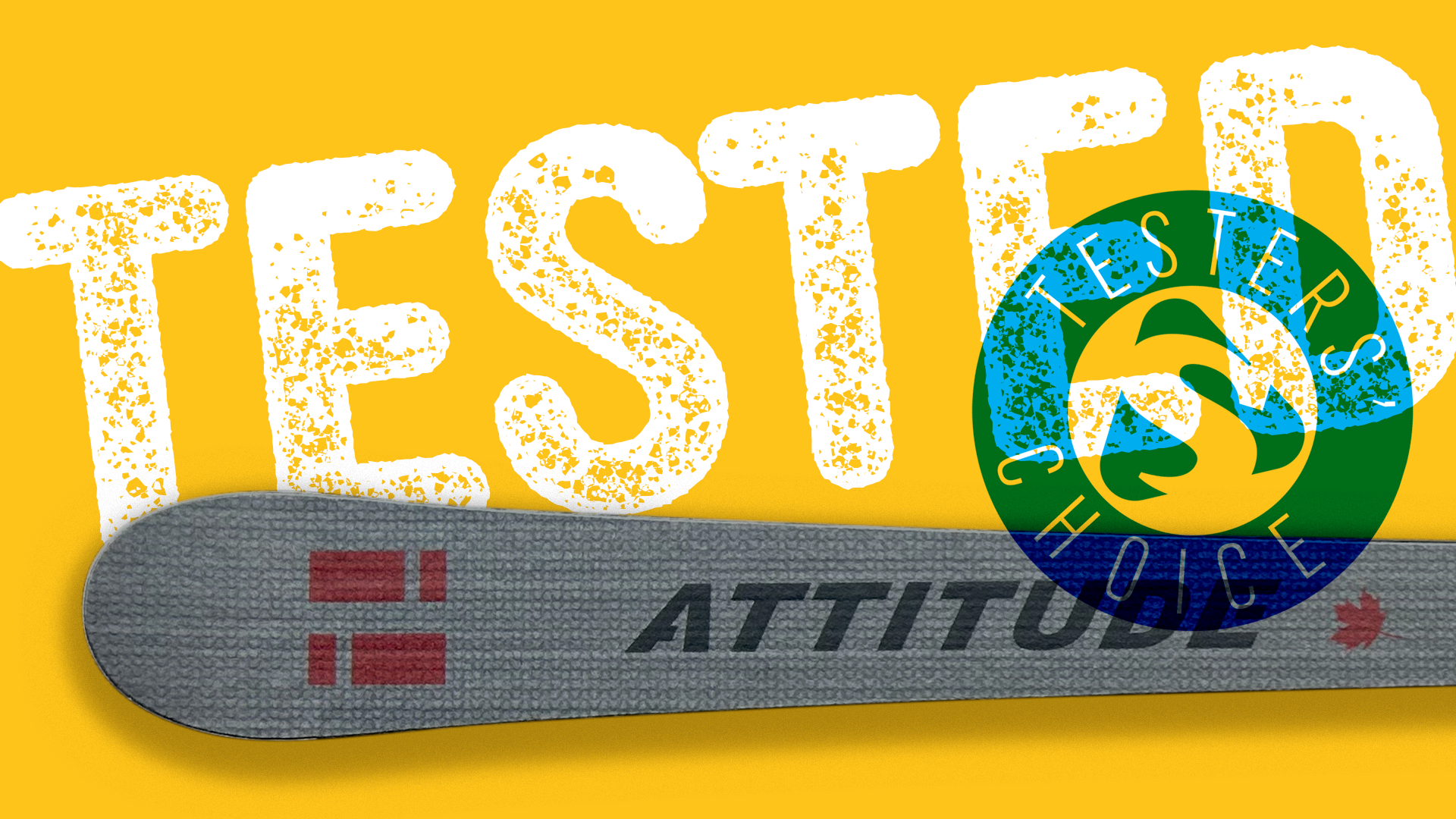 FELS Attitude ski tip close-up with Tested badge overlay